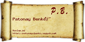 Patonay Benkő névjegykártya